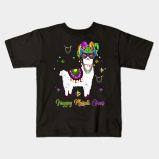 Mardi Gras Llama Lover Costume Funny Carnival Party Giftf Kids T-Shirt